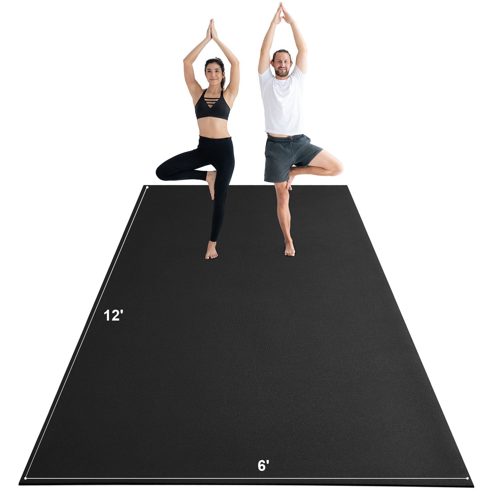 Exercise Mat 12x6FT | Non-Slip High Density Yoga Mat with Bag & Strap | For Home Yoga, Pilates & Floor Workouts | Unisex