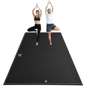 Exercise Mat 12x6FT | Non-Slip High Density Yoga Mat with Bag & Strap | For Home Yoga, Pilates & Floor Workouts | Unisex
