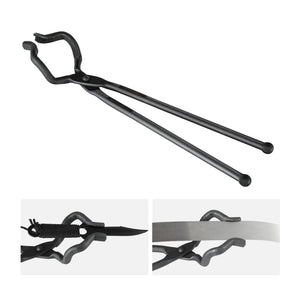 Blacksmith Tongs | 463mm Z V-Bit Carbon Steel Forge Tongs | For Knife Blades & Circular Forgings