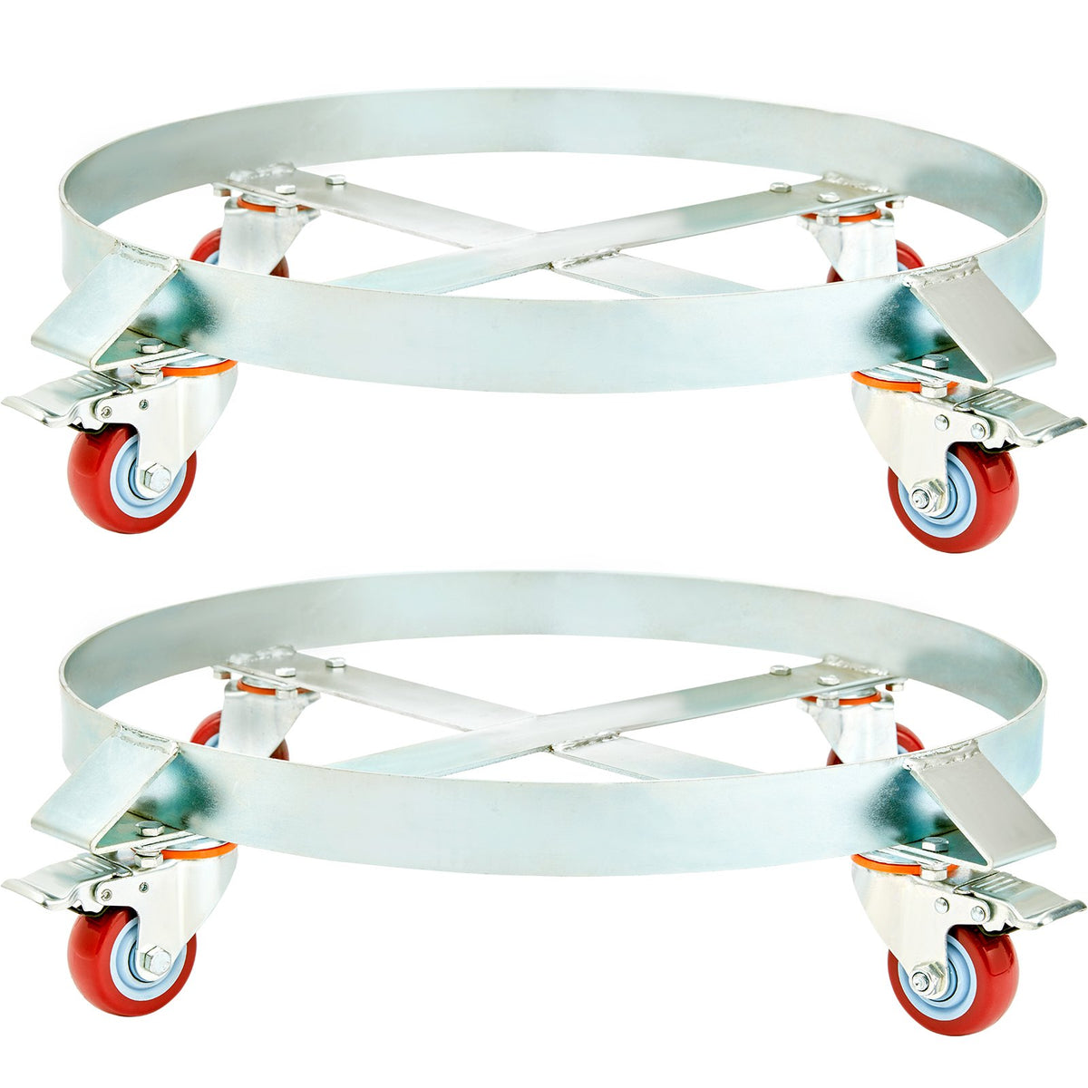 Drum Dolly 2 Pack 250L | Heavy Duty Steel Frame Barrel Carts with Swivel Casters | 454kg Capacity | For Drum Handling