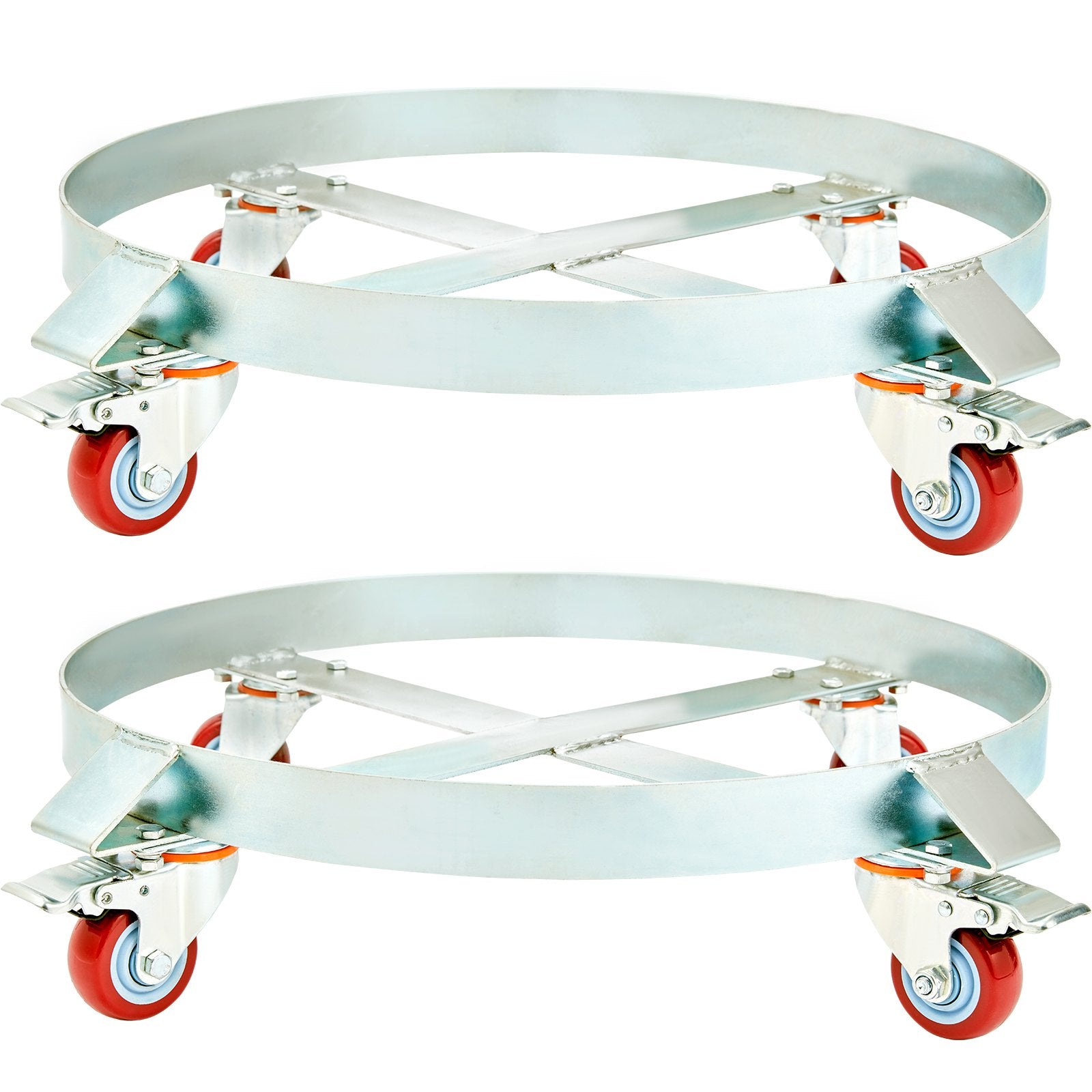 Drum Dolly 2 Pack 250L | Heavy Duty Steel Frame Barrel Carts with Swivel Casters | 454kg Capacity | For Drum Handling