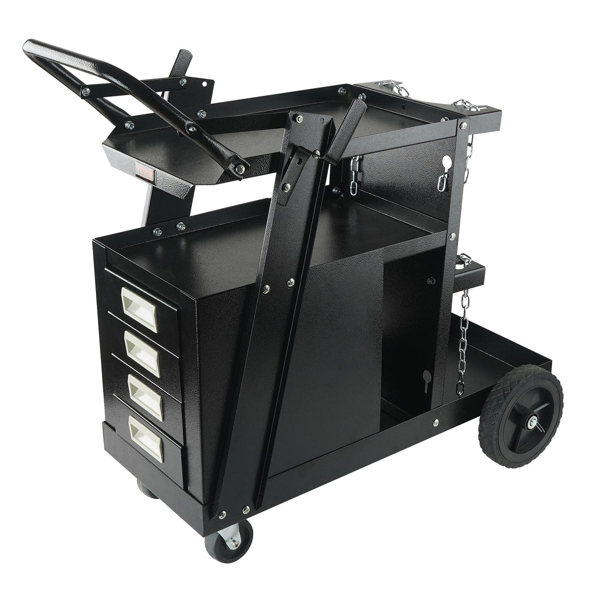Welding Cart 2-Tier | 4 Drawer MIG Welder Cart | 265lbs Capacity | Swivel Wheels & Tank Storage with Chains