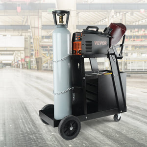 Welding Cart 2-Tier | 4 Drawer MIG Welder Cart | 265lbs Capacity | Swivel Wheels & Tank Storage with Chains