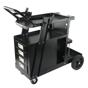 Welding Cart 2-Tier | 4 Drawer MIG Welder Cart | 265lbs Capacity | Swivel Wheels & Tank Storage with Chains