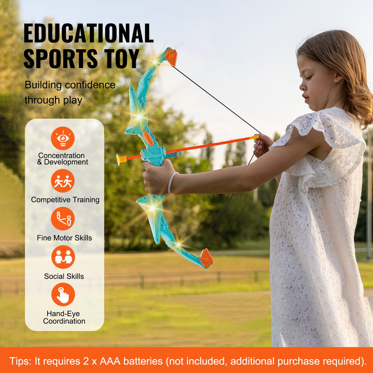 Kids Archery Set | LED Bow with 10 Arrows | Outdoor Play Kit