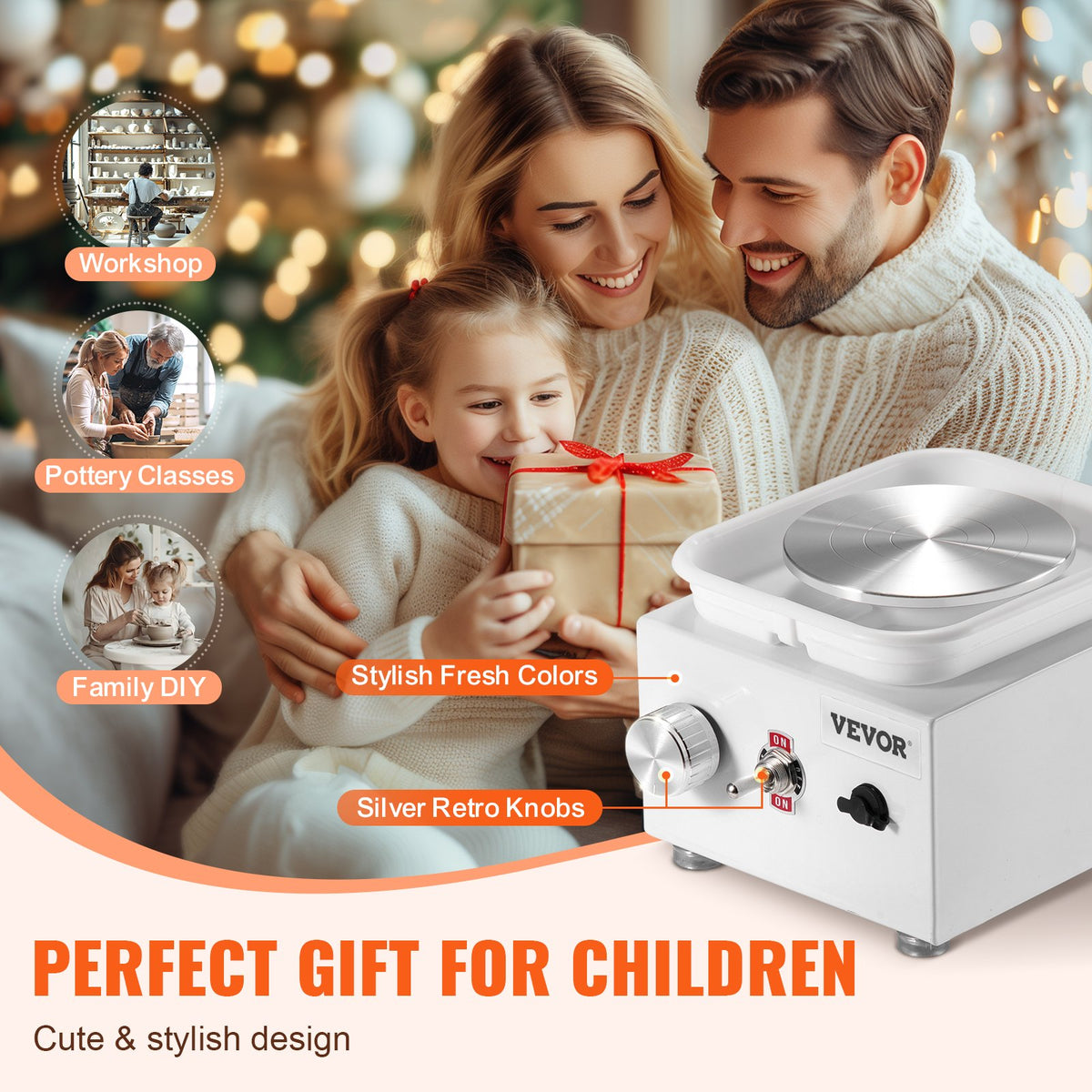 Mini Pottery Wheel | 0–320RPM Electric Ceramic Machine | White