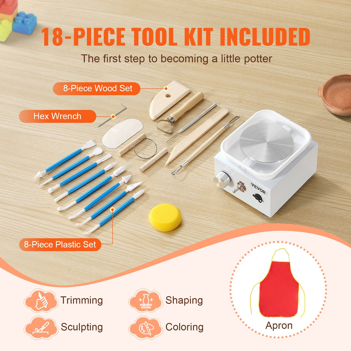 Mini Pottery Wheel | 0–320RPM Electric Ceramic Machine | White