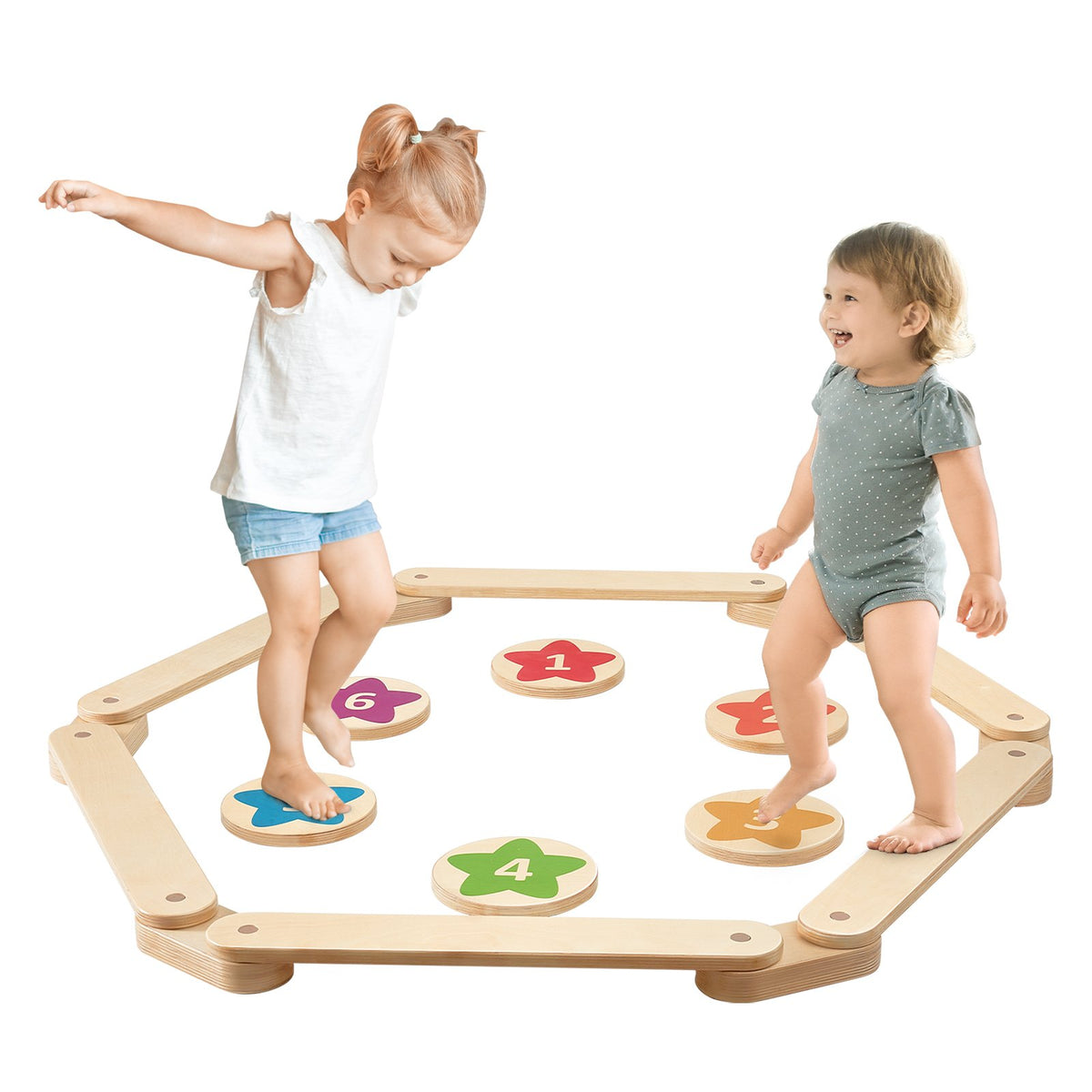 Kids Balance Beam Set | 6-Piece Stepping Stones & Gymnastics Board