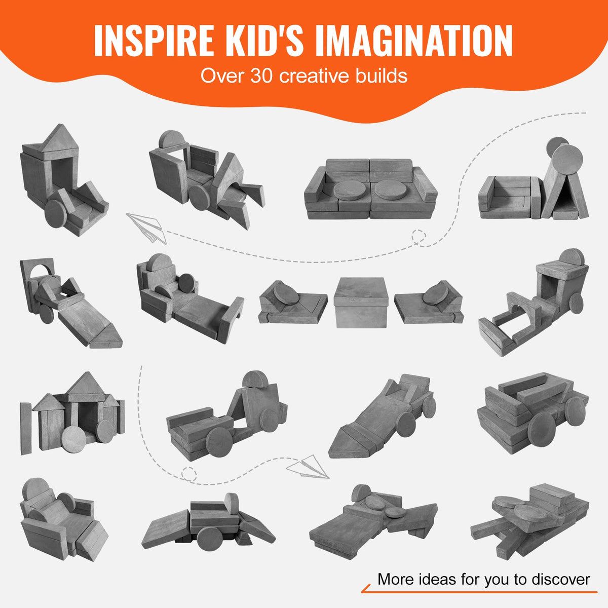 Modular Kids Play Couch | 15-Piece High-Density Foam Sofa Set | Creative Sleeping & Play Furniture