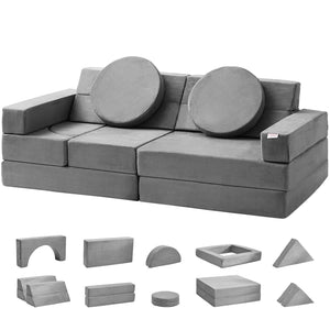 Modular Kids Play Couch | 15-Piece High-Density Foam Sofa Set | Creative Sleeping & Play Furniture