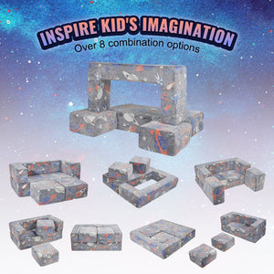 Modular Kids Play Couch | 4-Piece Glow-in-the-Dark Toddler Sofa | Grey