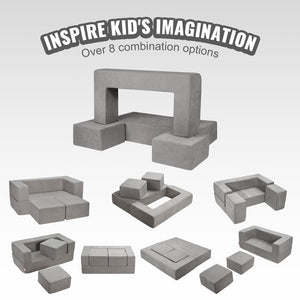 Modular Kids Play Couch | 4-Piece Sectional Sofa | Dark Grey