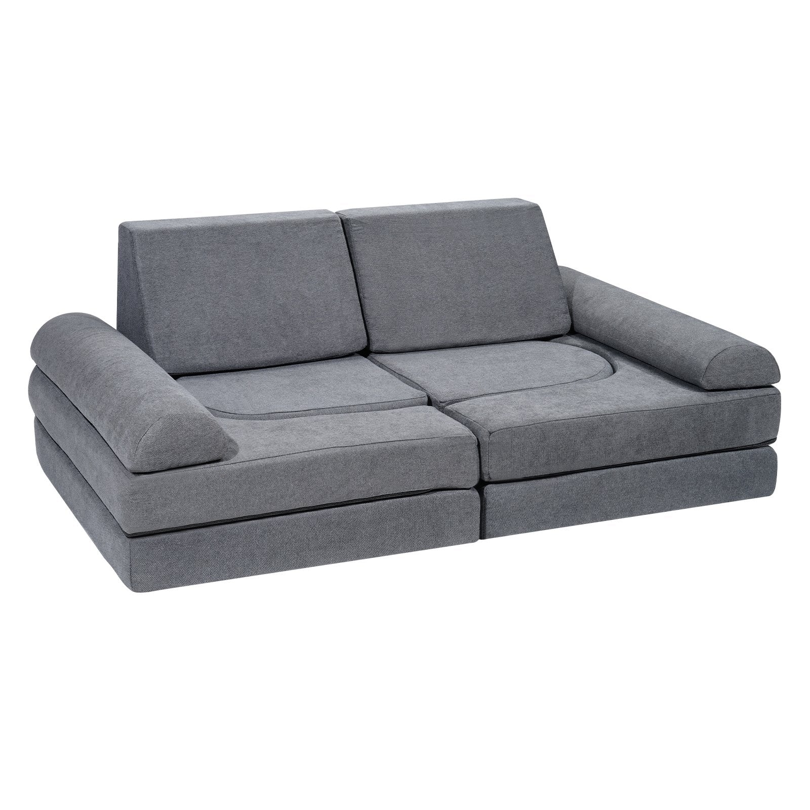 Modular Kids Play Couch | 10-Piece Grey Toddler Sofa Set