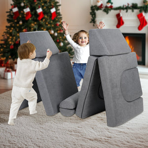 Modular Kids Play Couch | 10-Piece Grey Toddler Sofa Set