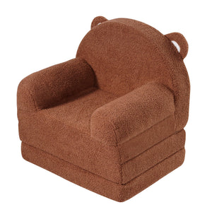 Baby Chair Sofa | 2-in-1 Foldable Lounger | Cartoon Brown Design