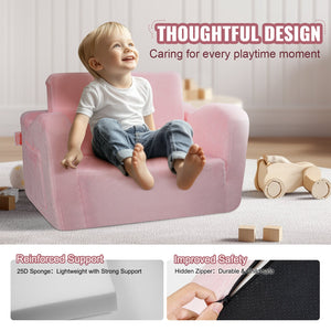 Baby Chair Sofa | Foldable 2-in-1 Lounger | Comfy Pink Design