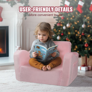 Baby Chair Sofa | Foldable 2-in-1 Lounger | Comfy Pink Design