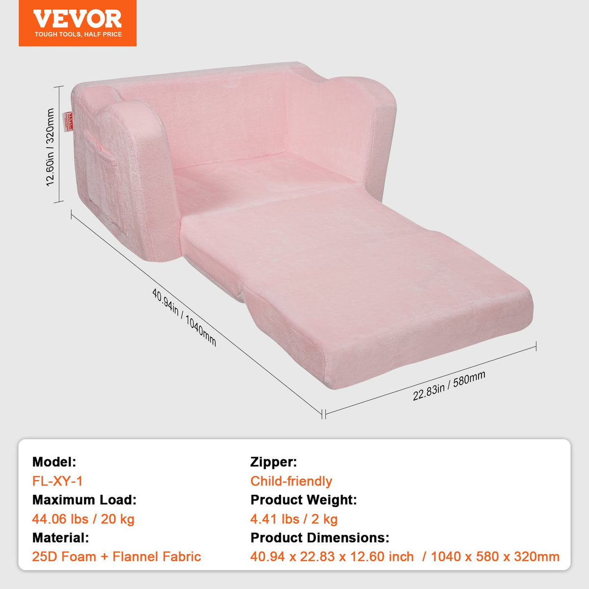 Baby Chair Sofa | Foldable 2-in-1 Lounger | Comfy Pink Design