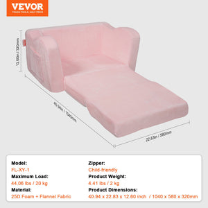 Baby Chair Sofa | Foldable 2-in-1 Lounger | Comfy Pink Design