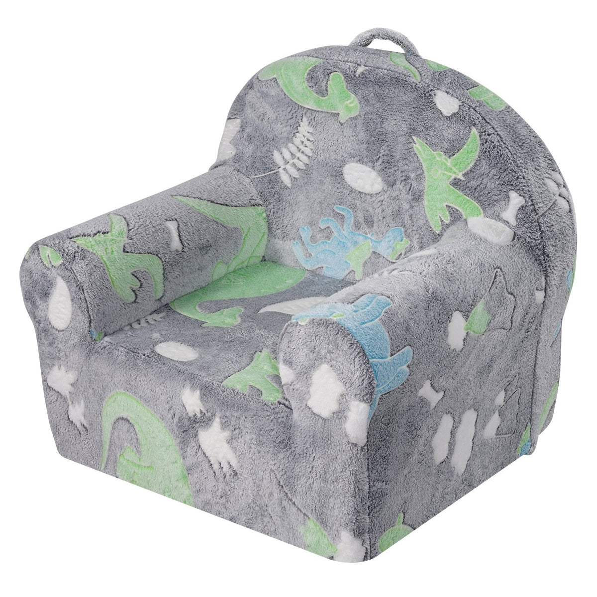 Toddler Plush Chair | Glow-in-the-Dark Baby Seat | Grey Playroom Furniture