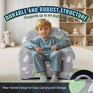 Toddler Plush Chair | Glow-in-the-Dark Baby Seat | Grey Playroom Furniture