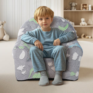 Toddler Plush Chair | Glow-in-the-Dark Baby Seat | Grey Playroom Furniture