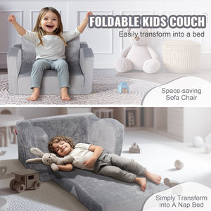 Baby Lounger Sofa | 2-in-1 Foldable Couch & Chair | Grey