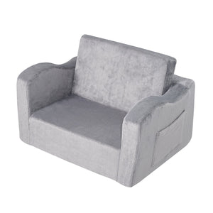 Baby Lounger Sofa | 2-in-1 Foldable Couch & Chair | Grey