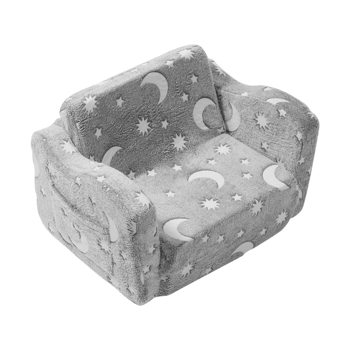 Glow-in-the-Dark Kids Sofa | 2-in-1 Flip-Out Toddler Chair & Lounger | Soft Foam Convertible Couch