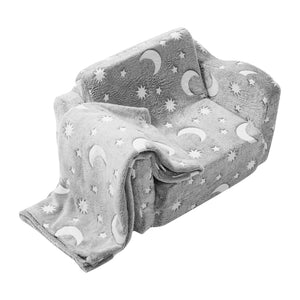 Glow-in-the-Dark Kids Sofa | 2-in-1 Flip-Out Toddler Chair & Lounger | Soft Foam Convertible Couch