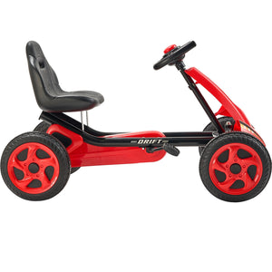 Pedal Go Kart | 4-Wheel Ride-On for Kids Ages 3-8 | Adjustable Seat | Red