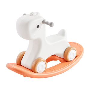 3-in-1 Rocking Horse for Toddlers | Detachable Balance Board & Wheels | Supports 80lbs | HDPE Ride-On Toy | Orange