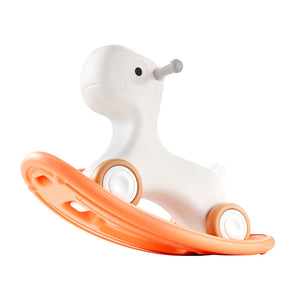 3-in-1 Rocking Horse for Toddlers | Detachable Balance Board & Wheels | Supports 80lbs | HDPE Ride-On Toy | Orange