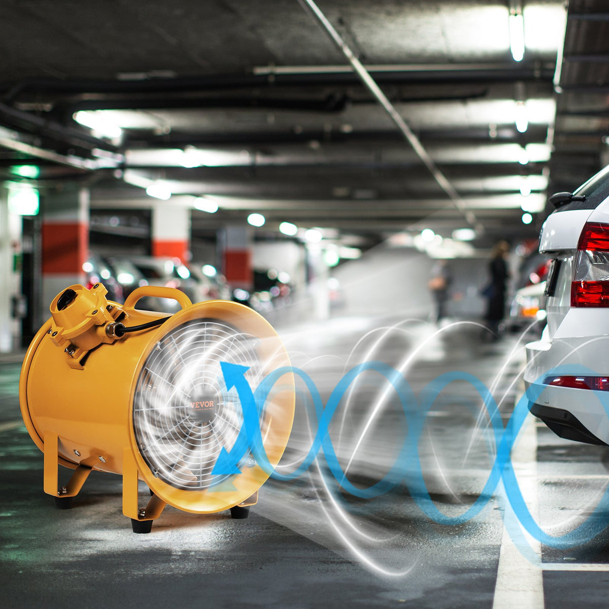 Portable Ventilator 12 Inch | 550W Cylinder Exhaust Fan | 2500CFM Industrial Blower with 3m Cord for Dust & Smoke Removal