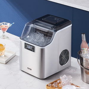 Countertop Ice Maker | 45lbs/24H Portable Self-Cleaning Machine with Scoop & Basket