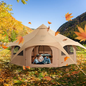 Bell Tent | 5m (16.4ft) Canvas 4-Season Camping Tent with Stove Jack