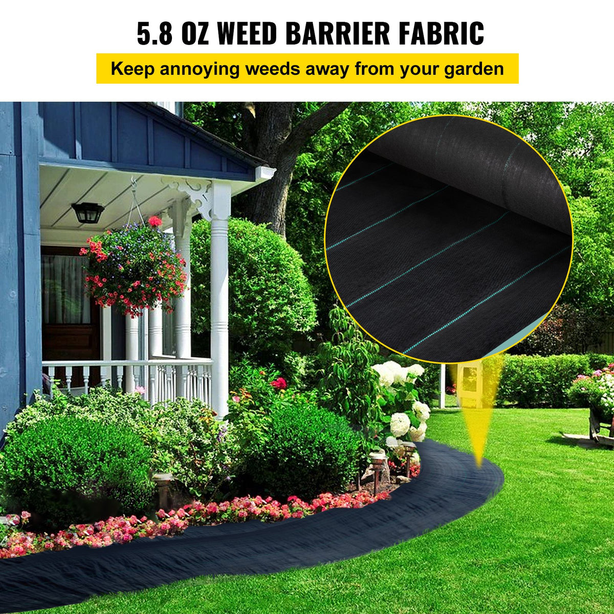 Weed Barrier Fabric | 5.8oz Heavy Duty Woven Ground Cover | 4ft x 300ft Landscape Geotextile for Weed Control