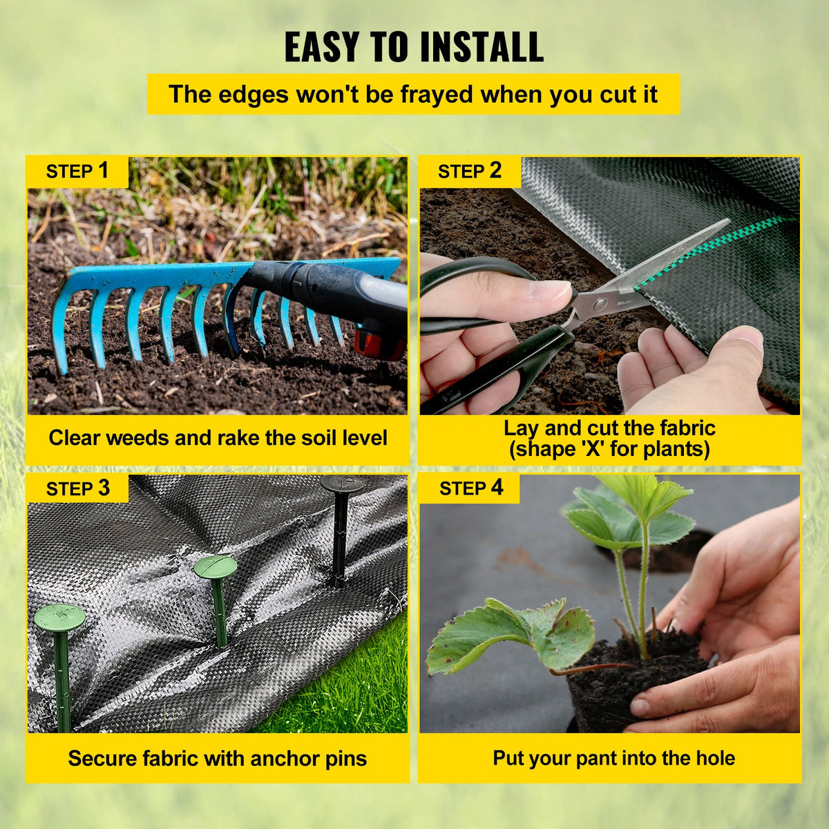 Weed Barrier Fabric | 5.8oz Heavy Duty Woven Ground Cover | 4ft x 300ft Landscape Geotextile for Weed Control