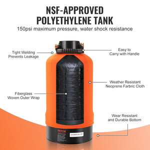 RV Water Softener 16,000 Grain | Portable Softener with Brass Fittings & Hose | For RVs, Boats & Car Washing