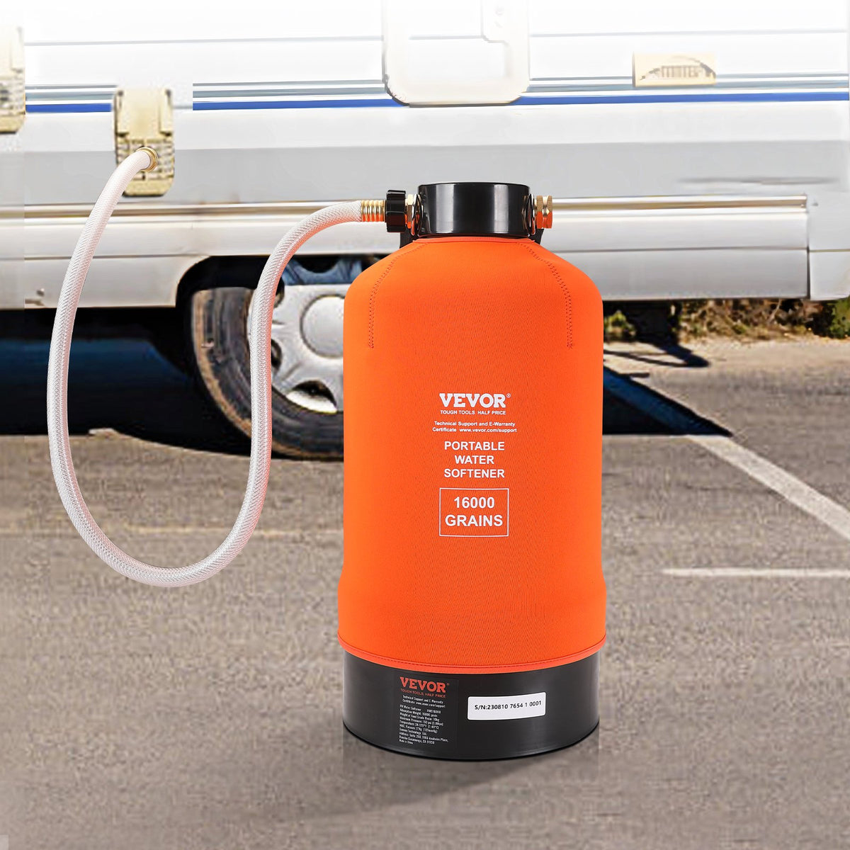 RV Water Softener 16,000 Grain | Portable Softener with Brass Fittings & Hose | For RVs, Boats & Car Washing