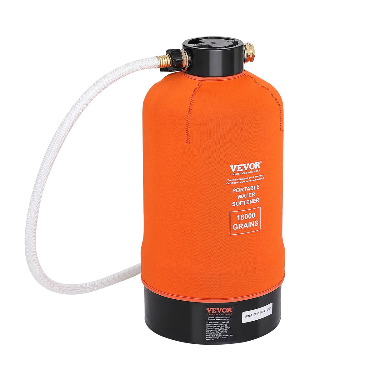RV Water Softener 16,000 Grain | Portable Softener with Brass Fittings & Hose | For RVs, Boats & Car Washing