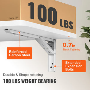 Wall Mounted Folding Table 23.6"x15.6" | Wooden Floating Drop Leaf Desk with Carbon Steel Bracket | Space-Saving Table for Dining, Laundry & Office