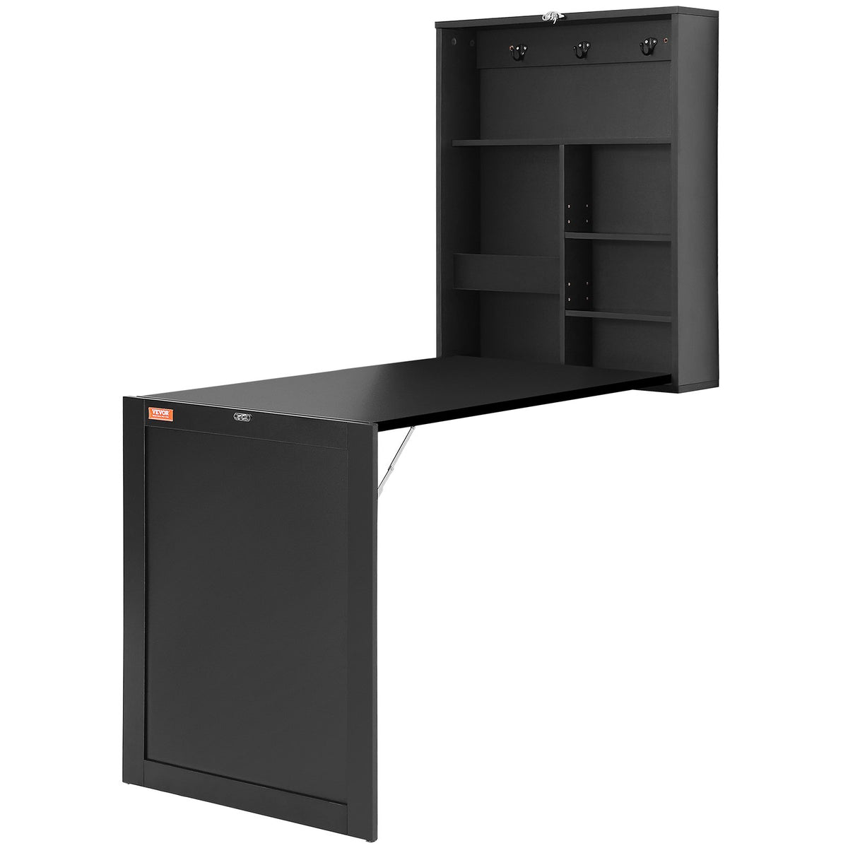 Wall-Mounted Desk | Fold-Out Convertible Table with Chalkboard & Storage Shelves