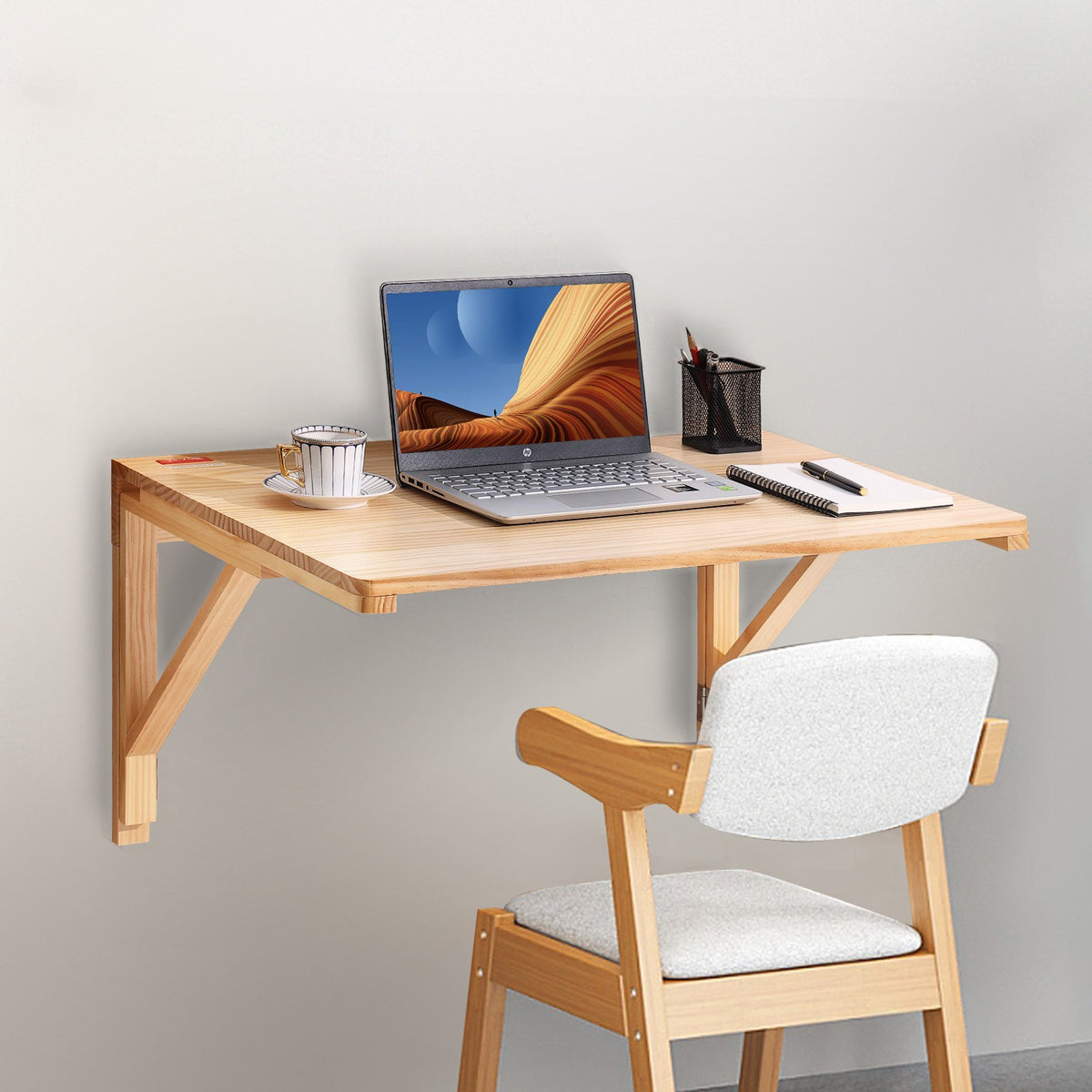 Wall Mounted Folding Table 31.5"x23.58"x17.24" | Solid Wood Floating Drop Leaf Desk | For Dining, Laundry & Office