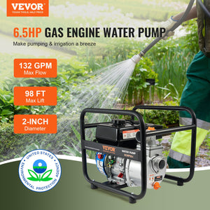 Gasoline Water Pump | 50mm 6.5HP 4-Stroke Engine Transfer Pump