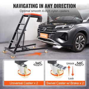Automotive Topside Creeper | Adjustable 48"-76" Height | 181kg Capacity Heavy Duty Foldable Frame