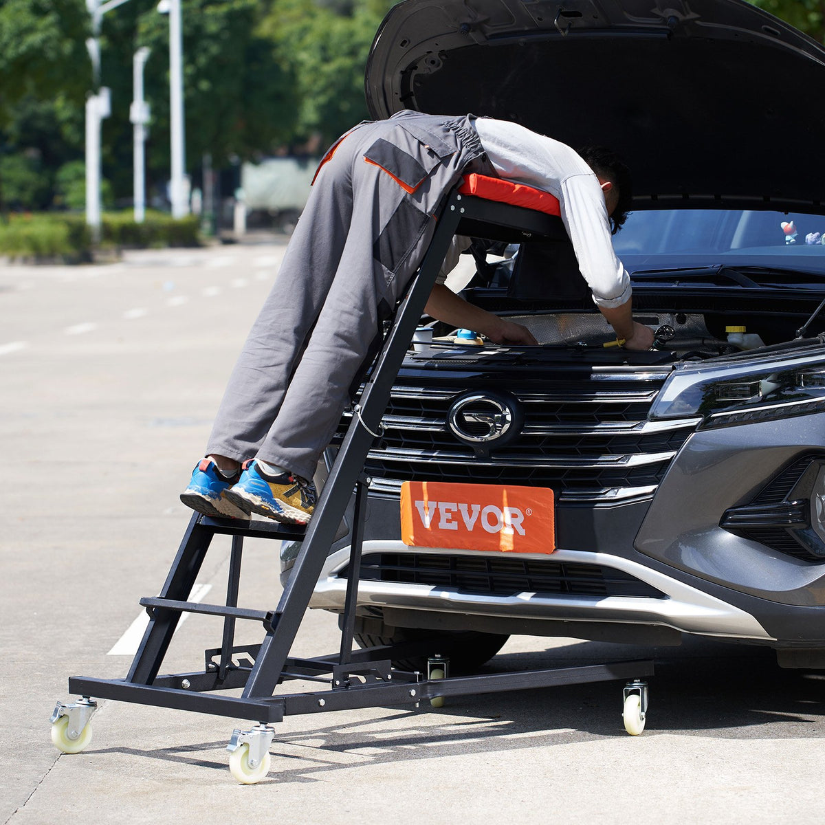 Automotive Topside Creeper | Adjustable 48"-76" Height | 181kg Capacity Heavy Duty Foldable Frame