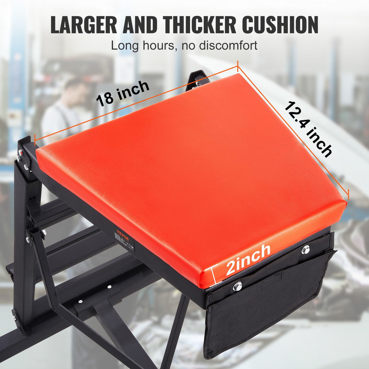 Topside Creeper | Adjustable 49.6–75.6" Height with 181kg Capacity | Foldable Auto Repair Mechanic Creeper