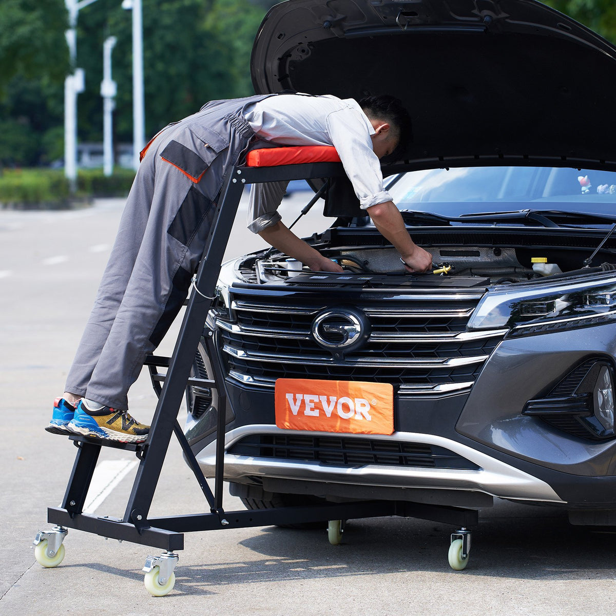 Topside Creeper | Adjustable 49.6–75.6" Height with 181kg Capacity | Foldable Auto Repair Mechanic Creeper