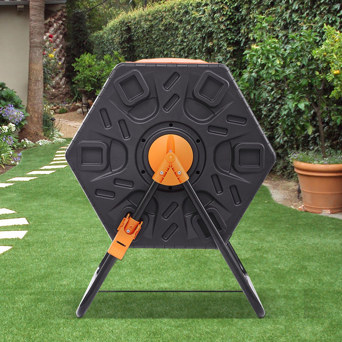 Compost Bin 18.5 Gal | Rotating Outdoor Tumbler with Sliding Door